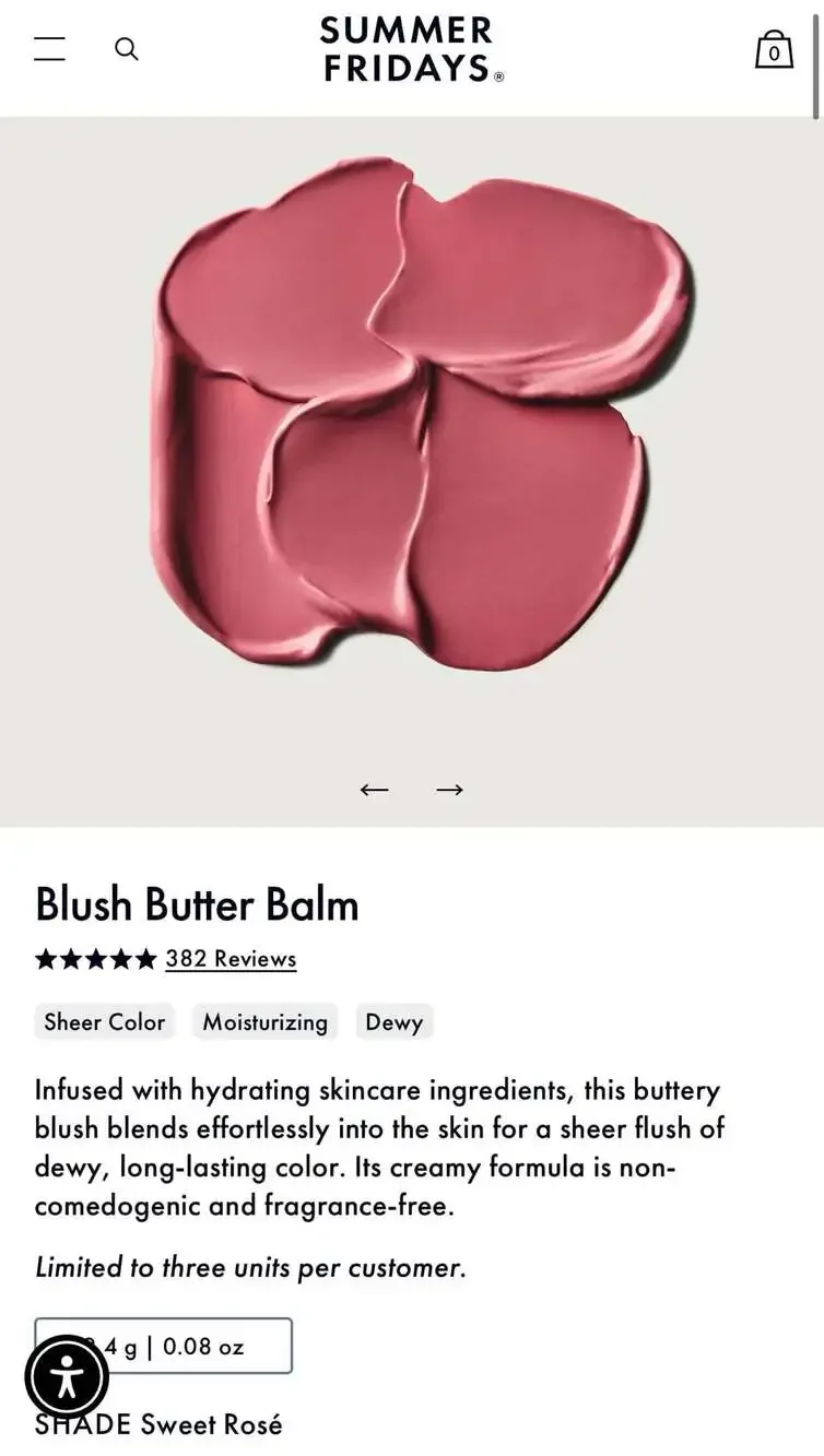 2 Summer Fridays Blush Butter Balm Duo in Pink Sunset and Sweet Rosé